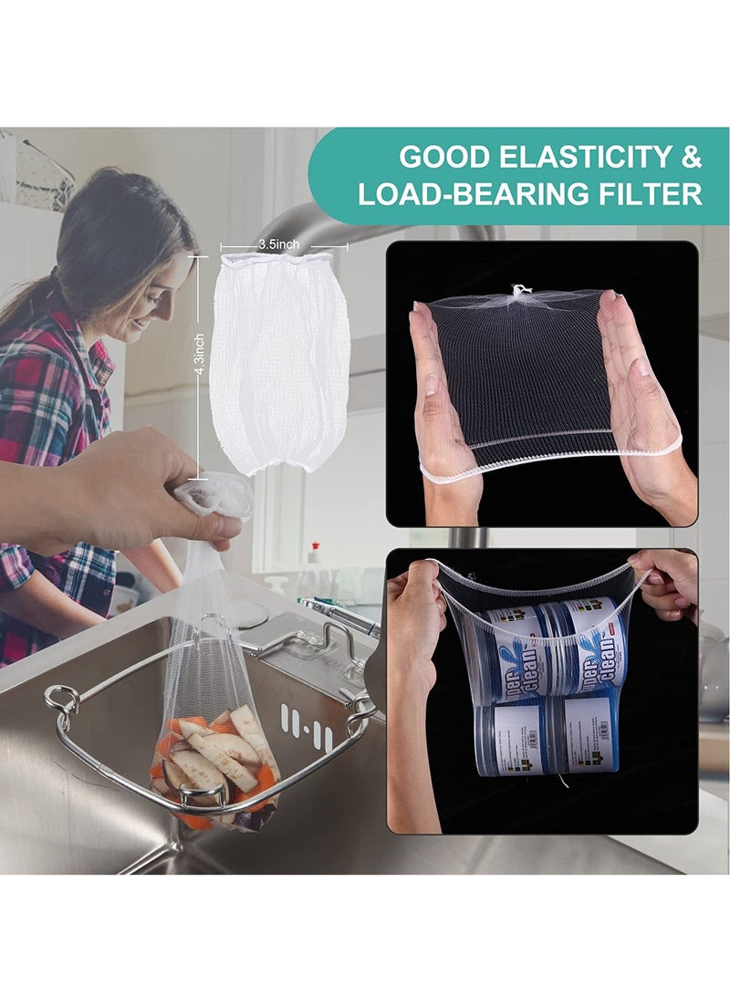 Kitchen Sink Strainer Basket, Sink Corner Garbage Strainer, Stainless Steel Sink Waste Filter with 100 pcs Disposable Sink Filter Mesh Bag, Anti-Clogging strainers for Kitchen Waste Garbage - Image 5